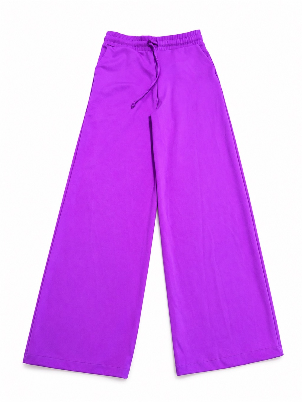 FIVE THE LABEL YXL KIDS Elastic Drawstring Wide-Leg Pants in Bright Purple
